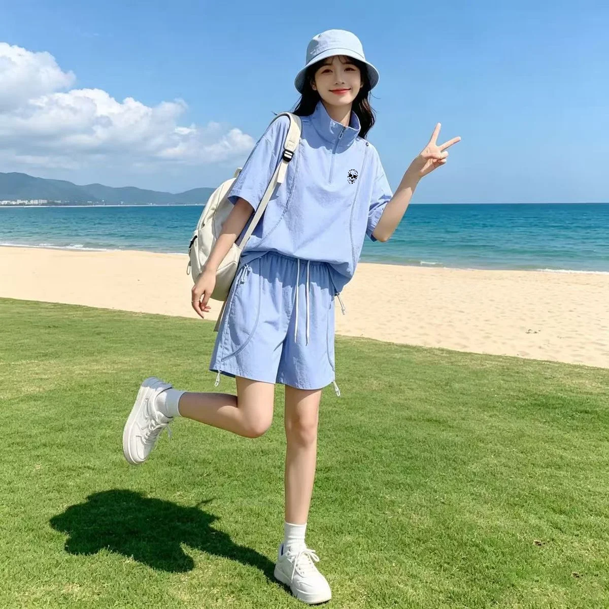 Summer Golf Clothing - ชุดกอล์ฟฤดูร้อนสำหรับผู้ชายและผู้หญิง ป้องกันแสงแดด เสื้อและกางเกงขาสั้นคู่รัก ผ้าไหมน้ำแข็ง เย็นสบาย สไตล์ลำลอง