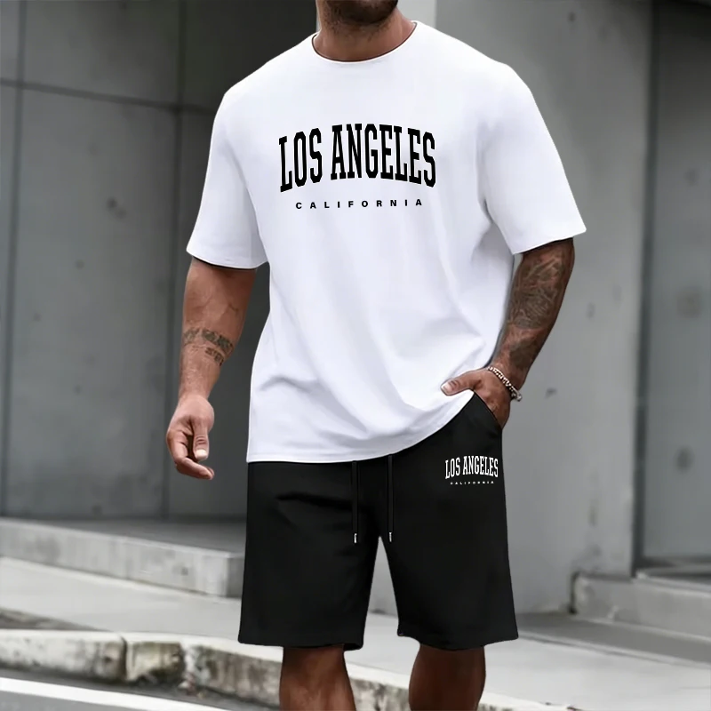 Summer Clothing Outfits - ชุดวอร์มผู้ชาย เสื้อแขนสั้นและกางเกงขาสั้นยาวระดับเข่า แฟชั่นลำลองประจำวันฤดูร้อนปี 2026 เสื้อยืด ชุดออกกำลังกาย