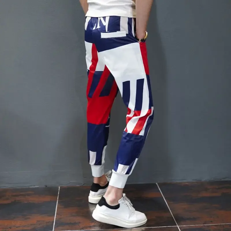 Summer Clothing Aesthetic - กางเกงลำลองผู้ชายทรงสลิมฟิต ผ้าโพลีเอสเตอร์ กางเกงขายาว ดีไซน์เนอร์ ไซส์ใหญ่พิเศษ XXXL