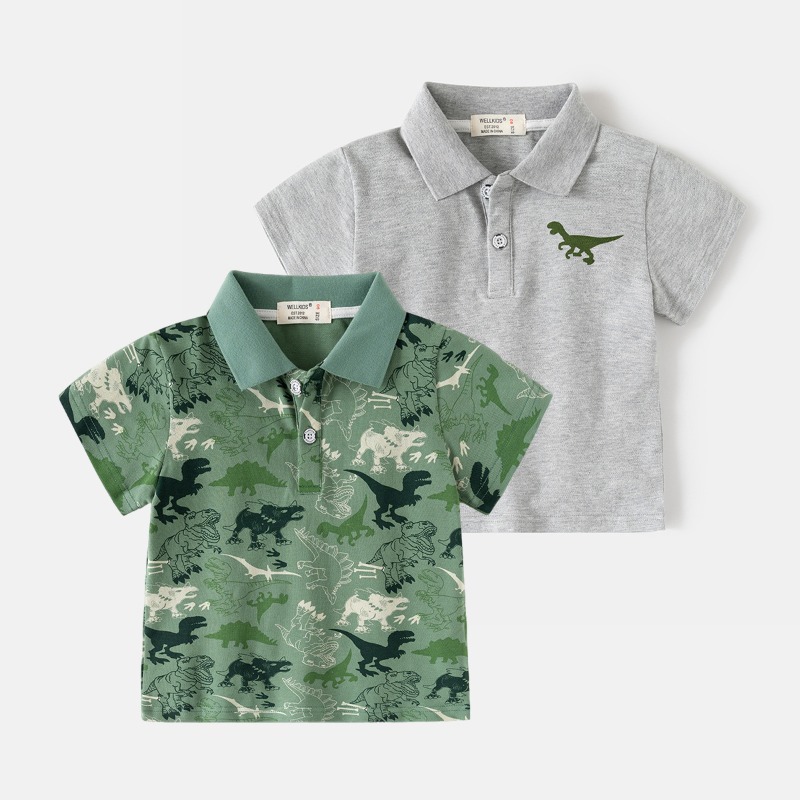 Summer Clothing Toddler - เสื้อโปโลแขนสั้นเด็กผู้ชาย ลายพิมพ์ทั่วตัว รุ่นใหม่ปี 2026 เสื้อยืดคอปกแฟชั่นลำลองสำหรับเด็กเล็ก เสื้อผ้าเด็ก