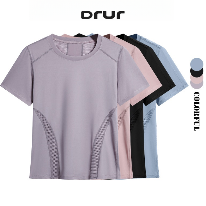Summer Yoga Clothing - DRUR ฤดูร้อนน้ําหนักเบาวิ่ง T เสื้อผู้หญิงด่วนแห้งออกกําลังกาย TOP Breathable