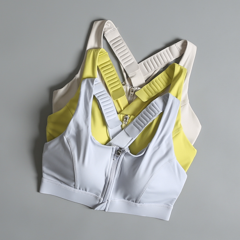 Summer Yoga Clothing - เสื้อโยคะสำหรับผู้หญิงแบบมืออาชีพสำหรับฤดูร้อน ซิปด้านหน้า ดีไซน์หลังสวยงาม ชุดชั้นในกีฬาเพื่อการออกกำลังกายพร้อมแผ่นรองหน้าอก