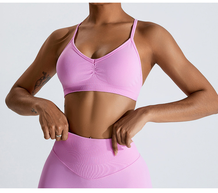 Summer Yoga Clothing - เสื้อชั้นในกีฬาแบบสปอร์ตบราสำหรับฤดูร้อน ดีไซน์เซ็กซี่ รัดรูป เหมาะสำหรับออกกำลังกาย วิ่ง ฟิตเนส