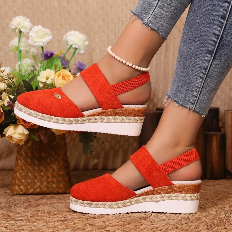 Espadrille Sandal Women - รองเท้าส้นเตารีดแบบปิดนิ้วเท้าสำหรับผู้หญิง รองเท้ารัดส้นแบบกลาดิเอเตอร์สำหรับฤดูร้อน รองเท้าแฟชั่นผู้หญิงแบบ Espadrilles รองเท้าส้นตึกสำหรับผู้หญิง