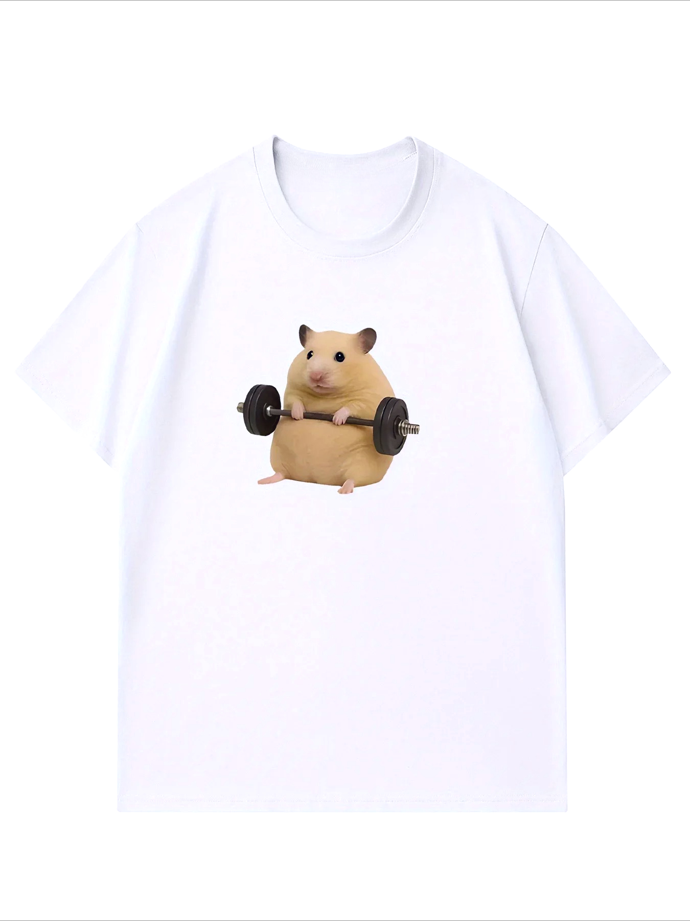 Summer Clothing Aesthetic - เสื้อยืดลำลองแขนสั้นลายกราฟิกหนูแฮมสเตอร์ยกน้ำหนักสีเขียวอ่อนสำหรับผู้หญิงไซส์พลัส สไตล์ฮาราจูกุ ลายมีม เสื้อผ้าแนวสตรีท