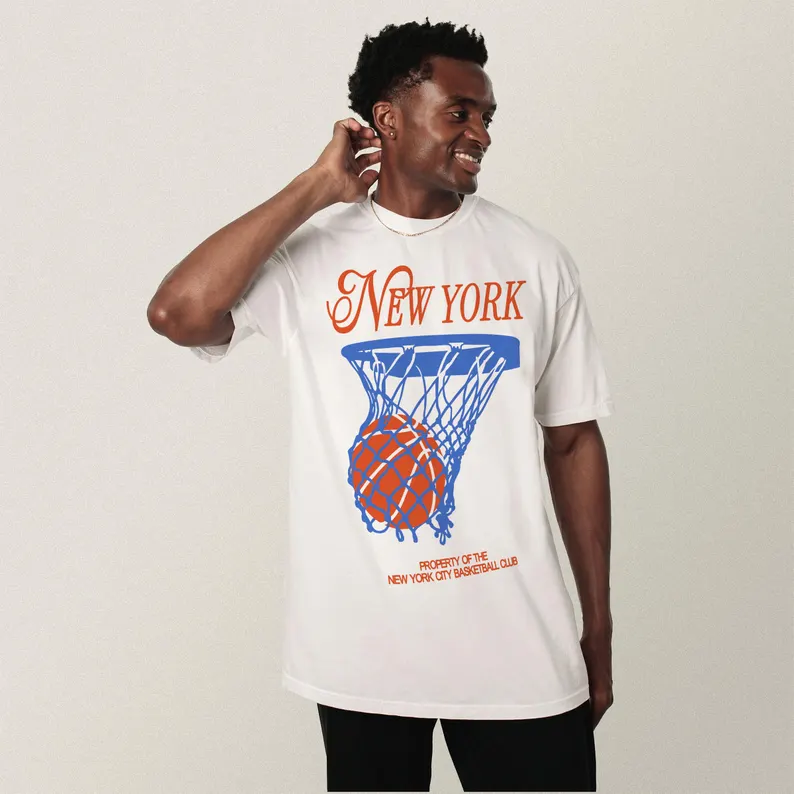 Summer Clothing Nyc - เสื้อยืดบาสเก็ตบอลนิวยอร์กสำหรับผู้ชายและผู้หญิง _ ผ้าฝ้าย 2026 ฤดูร้อนสไตล์เรโทร NYC