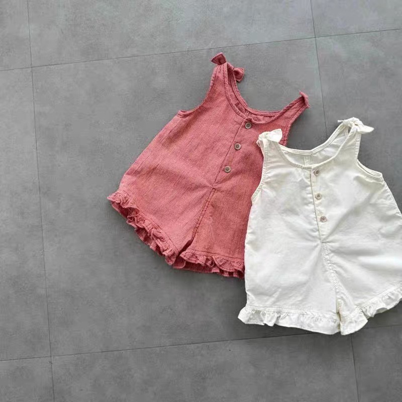 Summer Clothing Toddler - ชุดรอมเปอร์ฤดูร้อนสำหรับเด็กผู้หญิง HY2831 พร้อมผ้ากันเปื้อนและกางเกงขาสั้น ชุดเด็กวัยหัดเดิน ชุดเด็กทารก ชุดจั๊มสูทสำหรับเด็กผู้หญิง