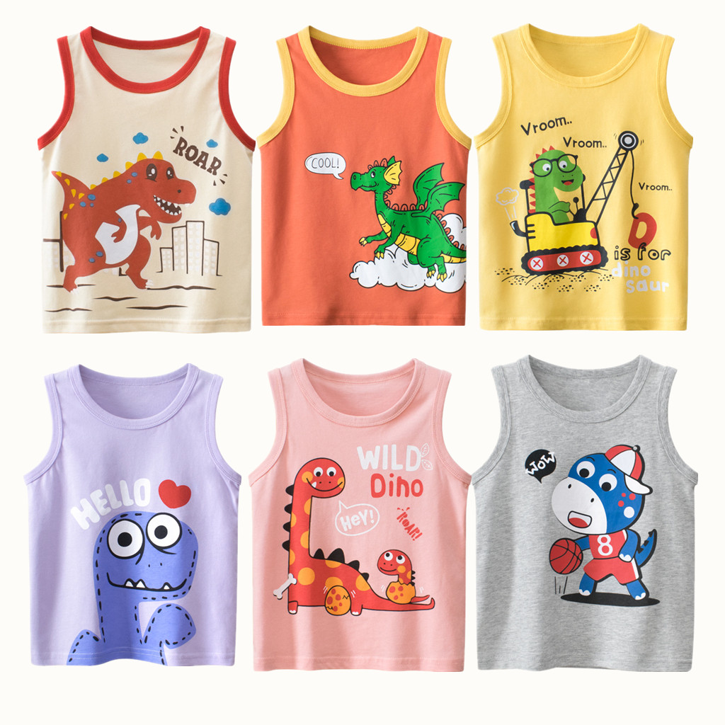 Summer Clothing Toddler - เสื้อเด็กฤดูร้อน2023ชิ้นสำหรับเด็กผู้หญิงเสื้อผ้า100% ไดโนเสาร์ผ้าฝ้ายลายการ์ตูนเสื้อลำลองสำหรับเด็กผู้ชายเสื้อผ้าน่ารักสำหรับเด็ก