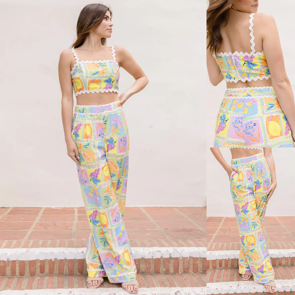 Summer Clothing Websites - เว็บไซต์อิสระ Amazon เสื้อผ้าสตรียุโรปและอเมริกา ค้าขายข้ามพรมแดน เสื้อกล้ามพิมพ์ลาย กางเกงขายาว