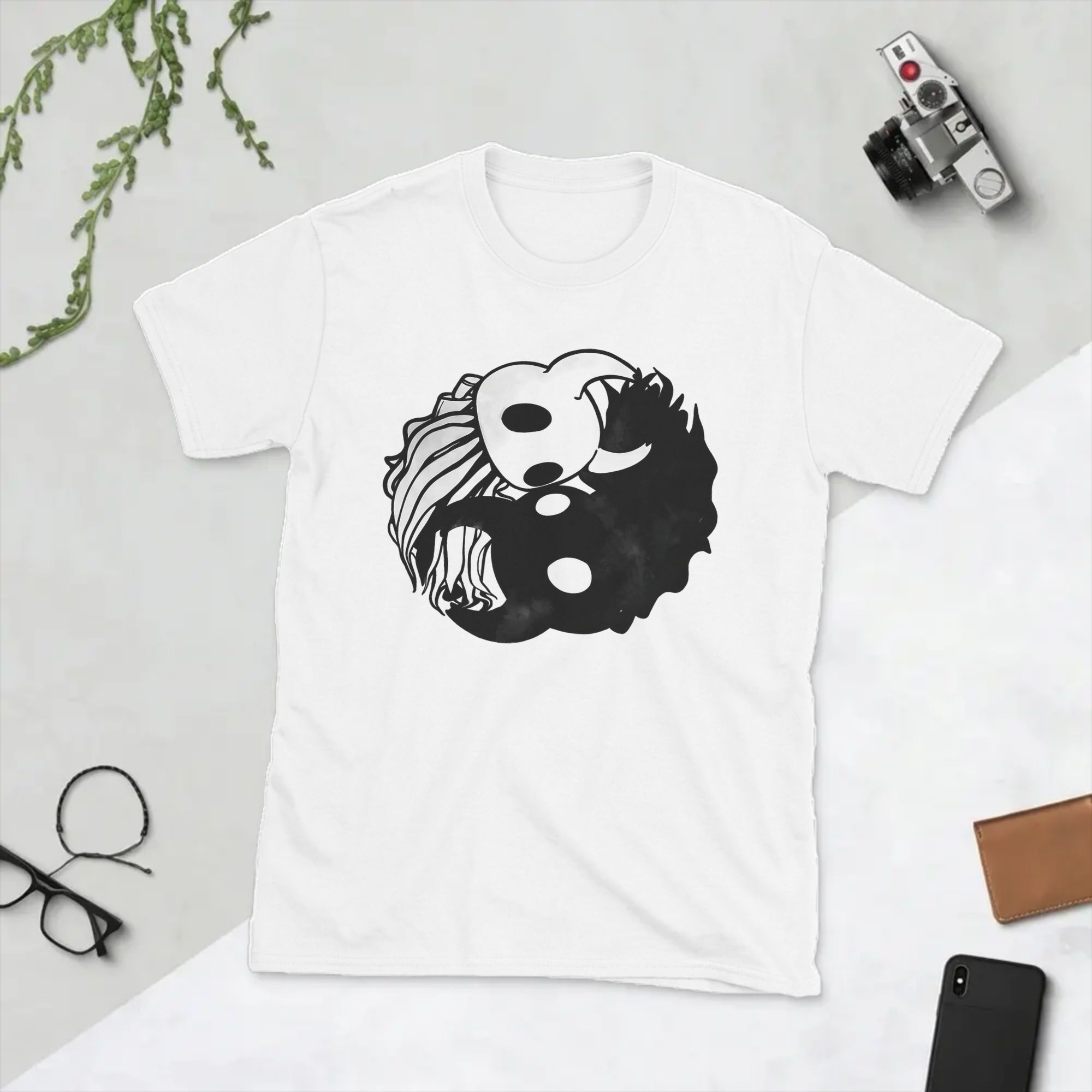Summer Knights Clothing - เสื้อยืดผู้ชายลายฮอลโลว์ไนท์หยินหยาง เสื้อผ้าฝ้ายแท้ แขนสั้น คอกลม ลายตลก เหมาะสำหรับเป็นของขวัญ