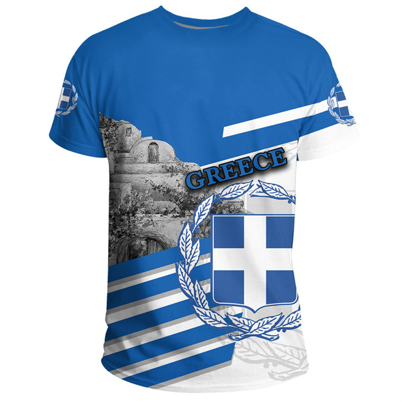 Greece Flag Map 3d Printed T S - Summer Clothing For Greece บทวิจารณ์และราคา