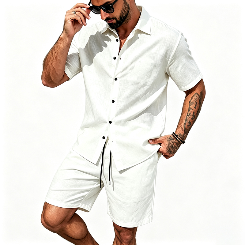 ชุดเซ็ตผ้าลินินสองชิ้นสำหรับผู - Summer Clothing Outfits บทวิจารณ์และราคา