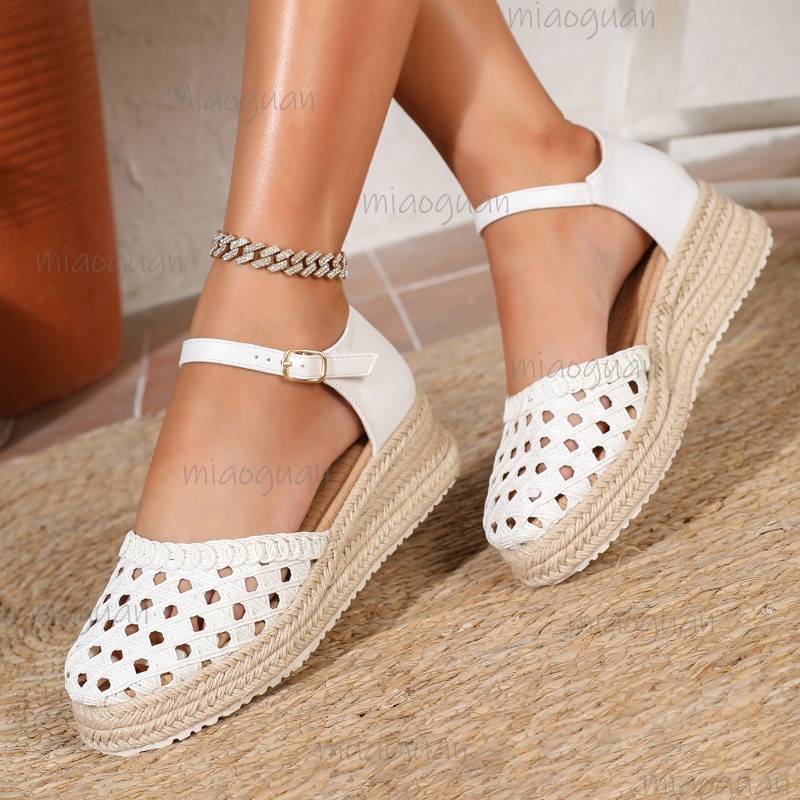 รองเท้าส้นเตารีดแบบสานสำหรับผู - Espadrille Sandal Women บทวิจารณ์และราคา