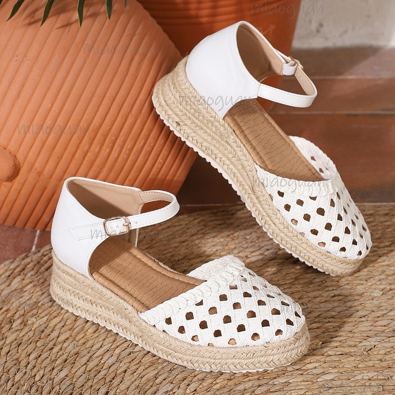 รองเท้าส้นเตารีดแบบสานสำหรับผู - Espadrille Sandal Women บทวิจารณ์และราคา