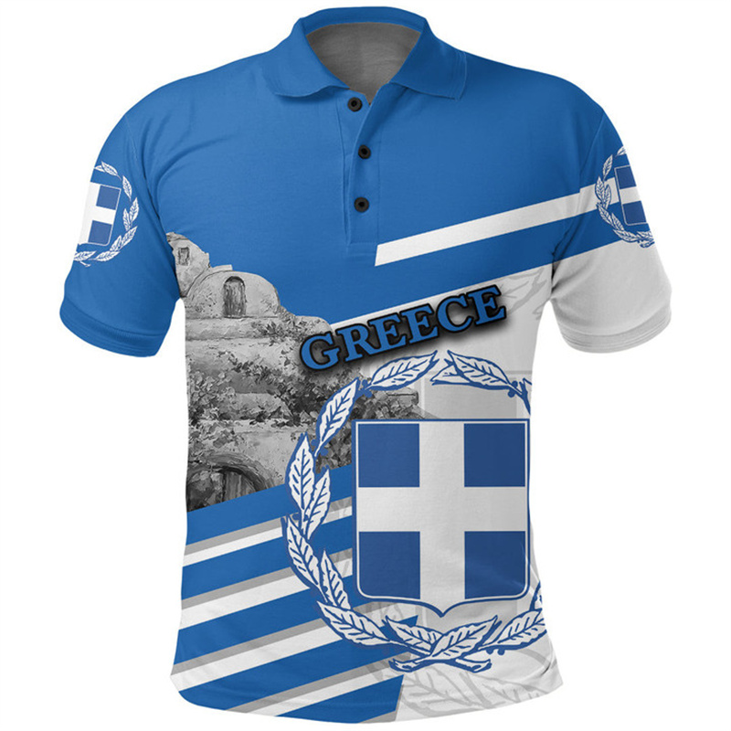กรีซธงแผนที่ 3D พิมพ์เสื้อโปโล - Summer Clothing For Greece บทวิจารณ์และราคา
