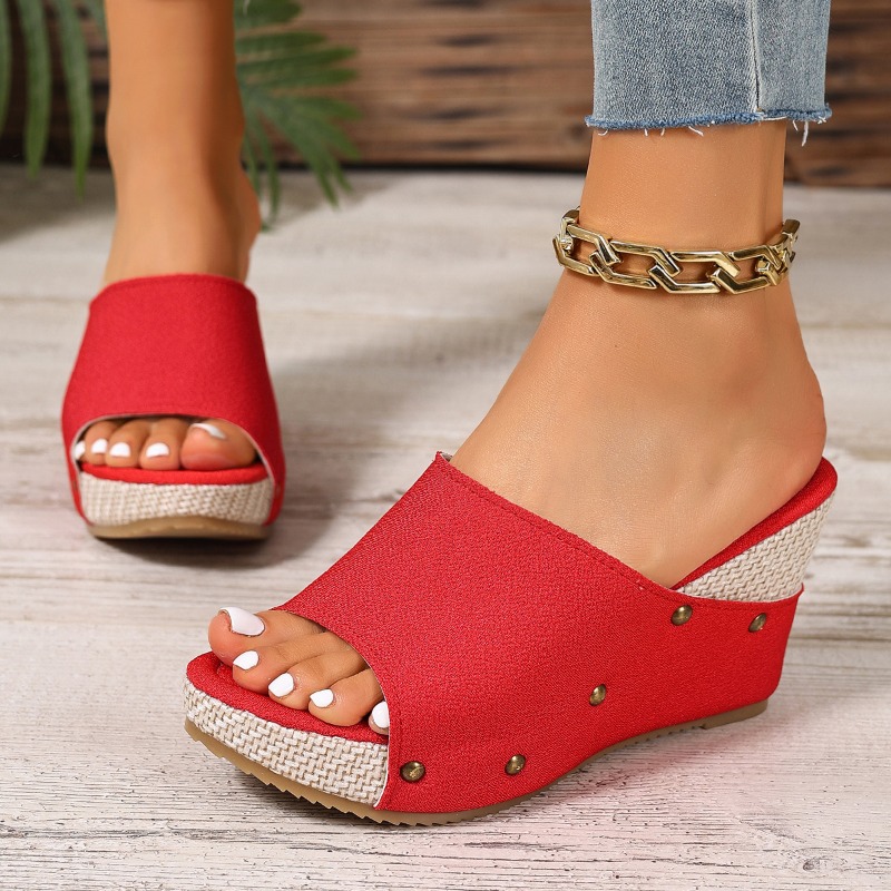 รองเท้าแตะส้นเตารีดแบบสวมสำหรั - Espadrille Sandal Women บทวิจารณ์และราคา