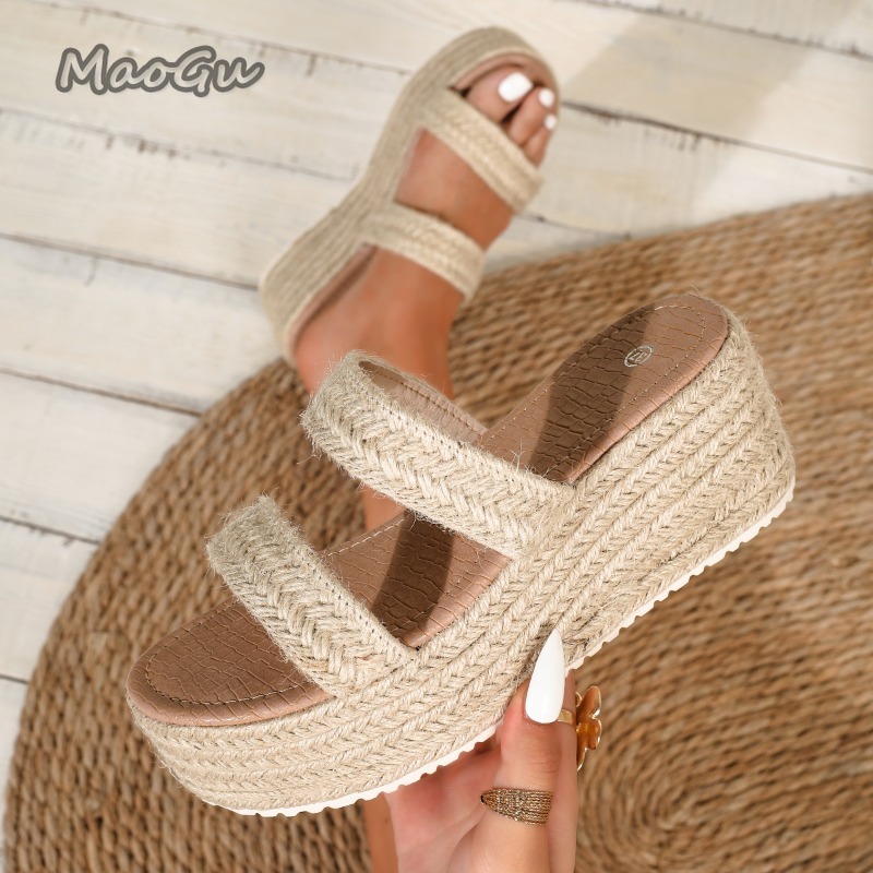 รองเท้าส้นเตารีดแบบสานเปิดนิ้ว - Espadrille Sandal Women บทวิจารณ์และราคา