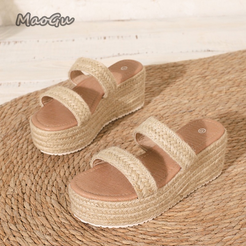 รองเท้าส้นเตารีดแบบสานเปิดนิ้ว - Espadrille Sandal Women บทวิจารณ์และราคา