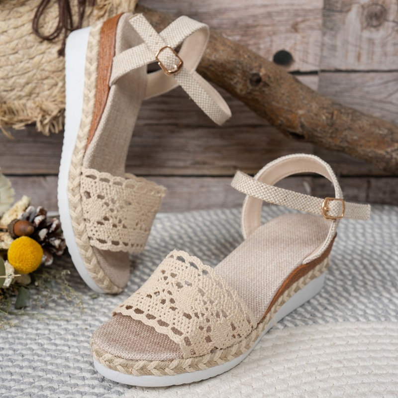 รองเท้าส้นเตารีดแบบสวมเปิดนิ้ว - Espadrille Sandal Women บทวิจารณ์และราคา