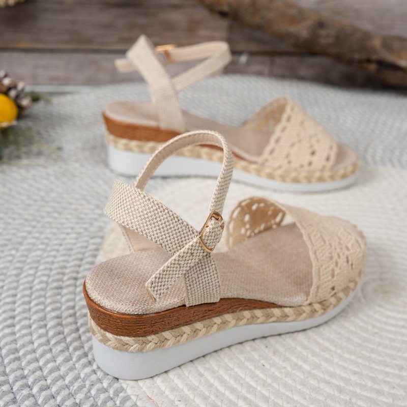 รองเท้าส้นเตารีดแบบสวมเปิดนิ้ว - Espadrille Sandal Women บทวิจารณ์และราคา