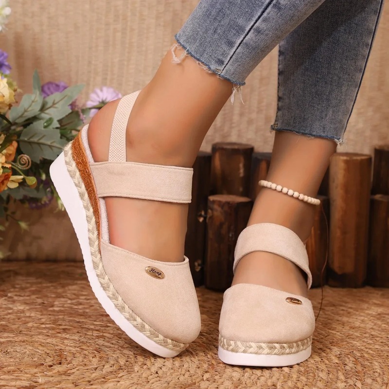 รองเท้าส้นเตารีดแบบปิดนิ้วเท้า - Espadrille Sandal Women บทวิจารณ์และราคา