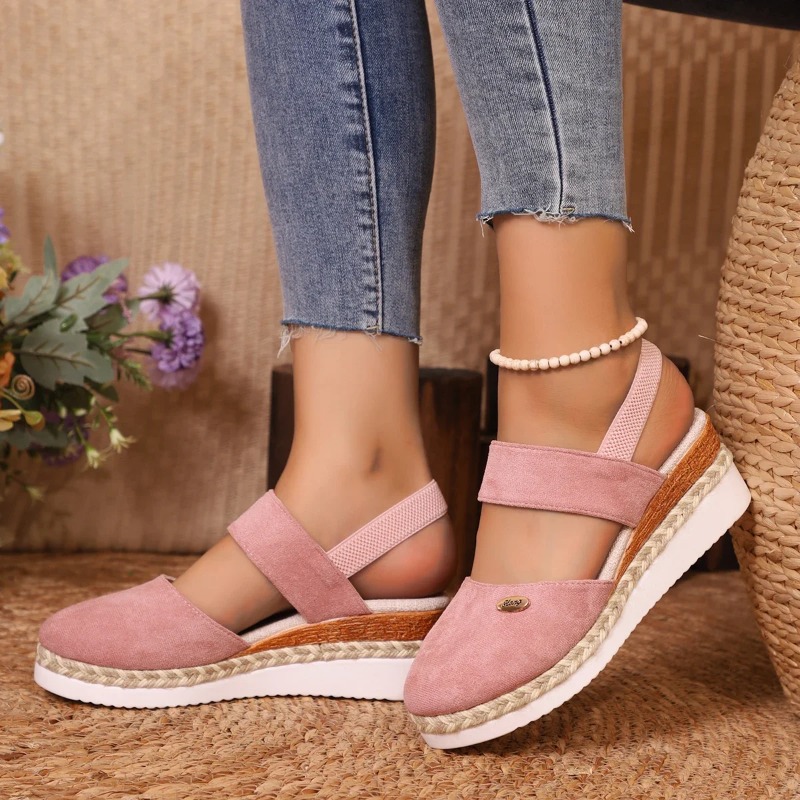 รองเท้าส้นเตารีดแบบปิดนิ้วเท้า - Espadrille Sandal Women บทวิจารณ์และราคา