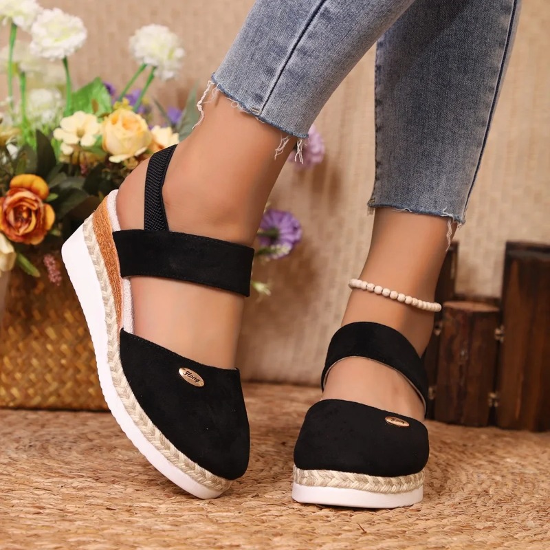 รองเท้าส้นเตารีดแบบปิดนิ้วเท้า - Espadrille Sandal Women บทวิจารณ์และราคา