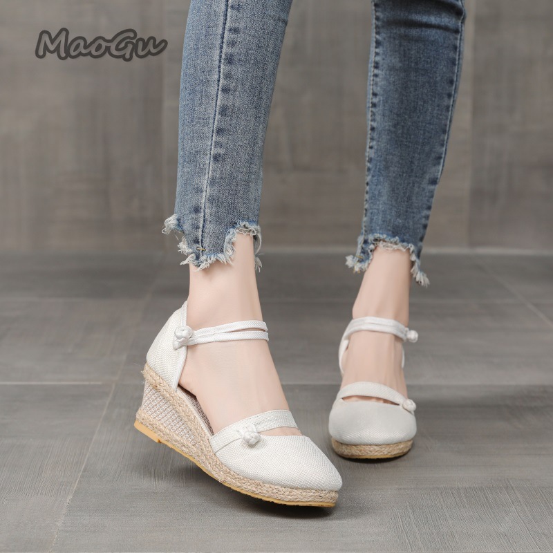 รองเท้าส้นเตารีดผ้าลินินสำหรับ - Espadrille Sandal Women บทวิจารณ์และราคา
