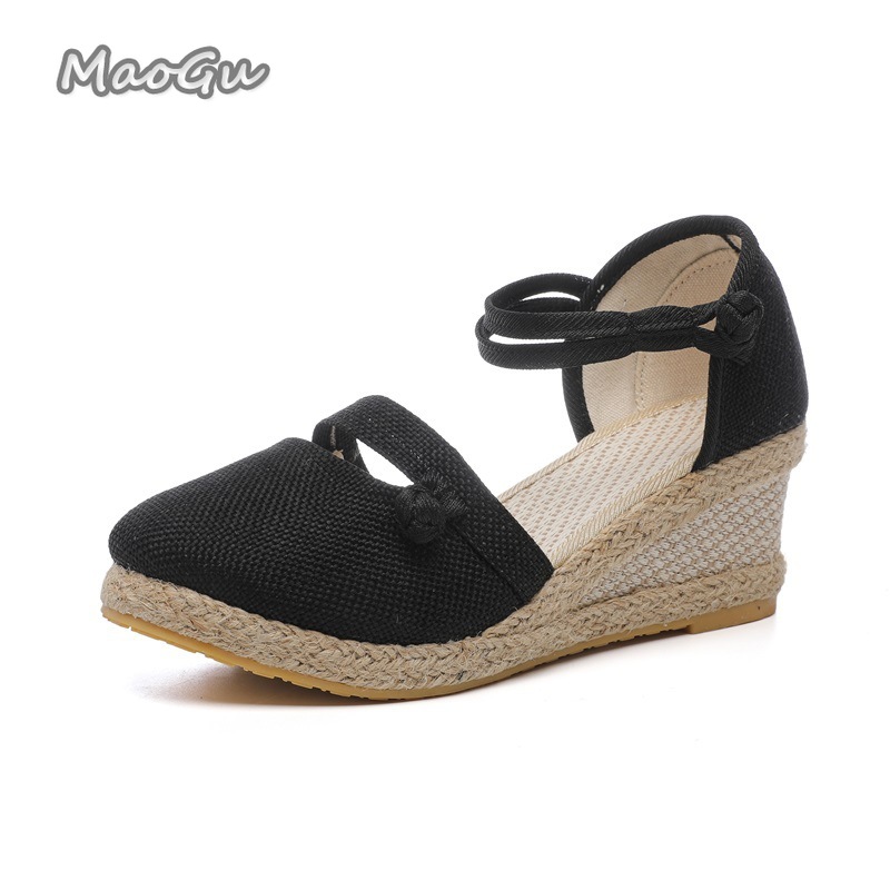 รองเท้าส้นเตารีดผ้าลินินสำหรับ - Espadrille Sandal Women บทวิจารณ์และราคา