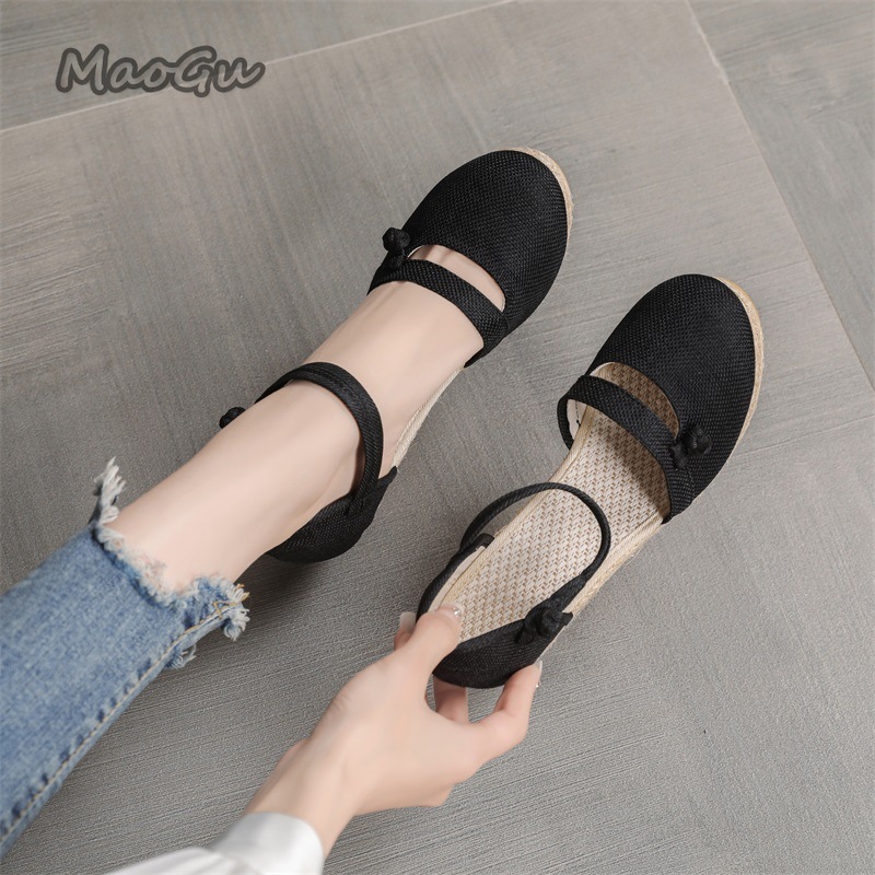 รองเท้าส้นเตารีดผ้าลินินสำหรับ - Espadrille Sandal Women บทวิจารณ์และราคา
