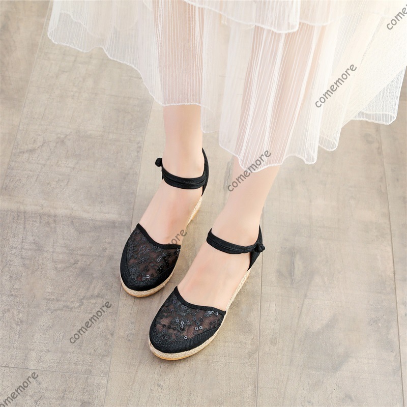 รองเท้าส้นเตารีดแบบสานตาข่ายสำ - Espadrille Sandal Women บทวิจารณ์และราคา