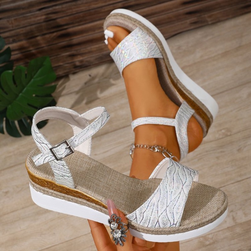 รองเท้าส้นเตารีดแบบรัดข้อเท้าส - Espadrille Sandal Women บทวิจารณ์และราคา